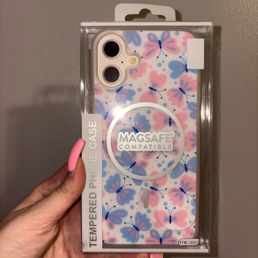 Pink and Blue Floral Iphone 16 Plus Phone Case